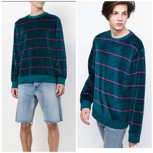 STUSSY Striped velvet sweatershirt.